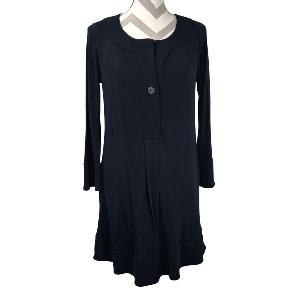 Diane von Furstenberg Black 3/4‎ Sleeve Mini Dress Size 8 Portrait Neck